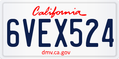 CA license plate 6VEX524