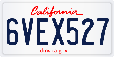 CA license plate 6VEX527