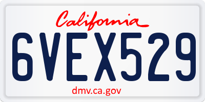 CA license plate 6VEX529