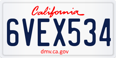 CA license plate 6VEX534