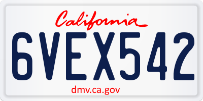 CA license plate 6VEX542