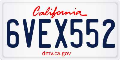 CA license plate 6VEX552