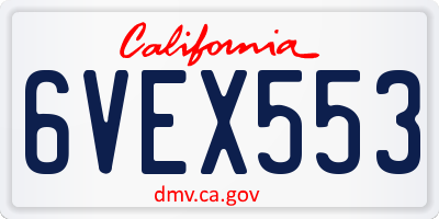 CA license plate 6VEX553