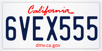 CA license plate 6VEX555