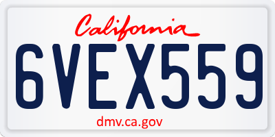 CA license plate 6VEX559