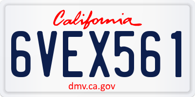 CA license plate 6VEX561