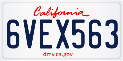 CA license plate 6VEX563