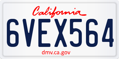 CA license plate 6VEX564