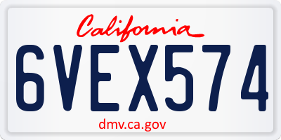 CA license plate 6VEX574