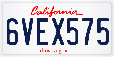 CA license plate 6VEX575