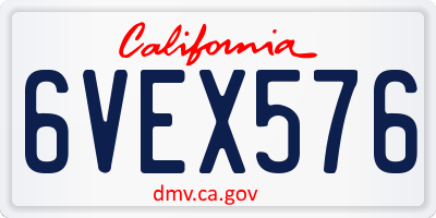 CA license plate 6VEX576