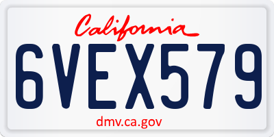 CA license plate 6VEX579