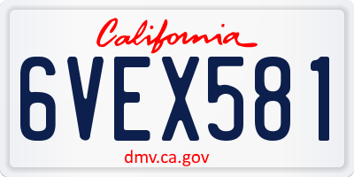 CA license plate 6VEX581