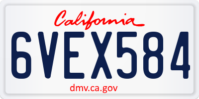 CA license plate 6VEX584