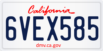 CA license plate 6VEX585