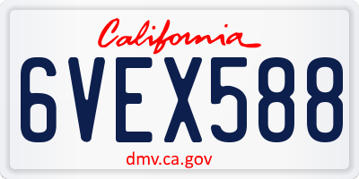 CA license plate 6VEX588