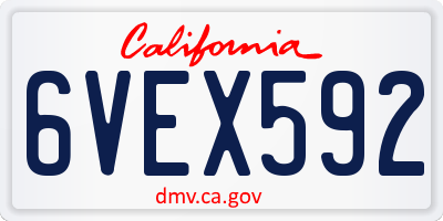 CA license plate 6VEX592
