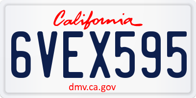 CA license plate 6VEX595