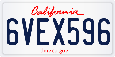 CA license plate 6VEX596