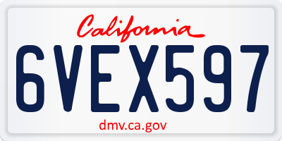 CA license plate 6VEX597