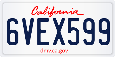 CA license plate 6VEX599