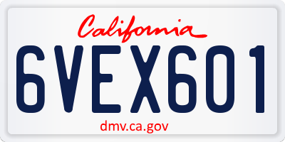 CA license plate 6VEX601