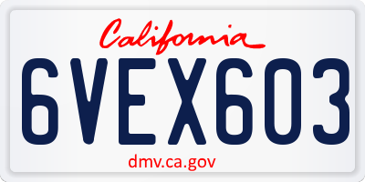 CA license plate 6VEX603