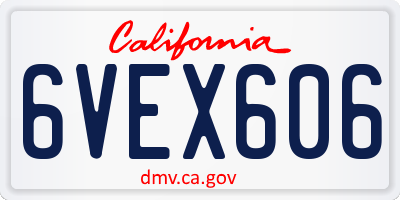 CA license plate 6VEX606
