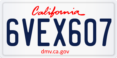 CA license plate 6VEX607