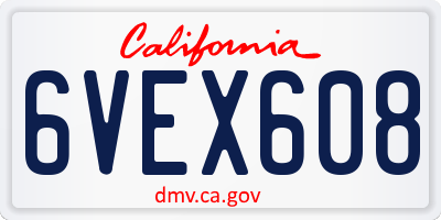 CA license plate 6VEX608