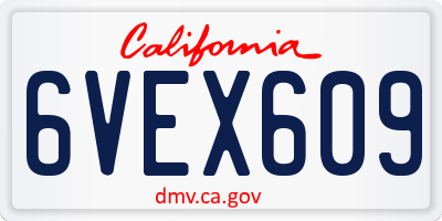 CA license plate 6VEX609