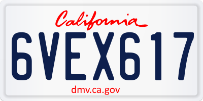 CA license plate 6VEX617