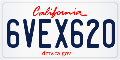 CA license plate 6VEX620