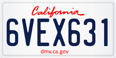 CA license plate 6VEX631