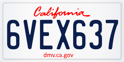 CA license plate 6VEX637