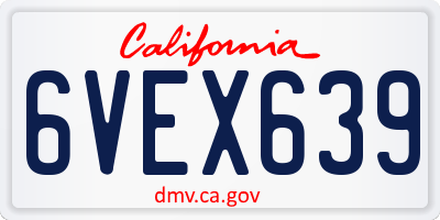 CA license plate 6VEX639