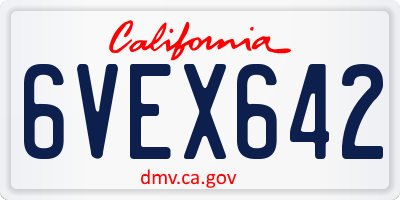 CA license plate 6VEX642
