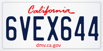 CA license plate 6VEX644