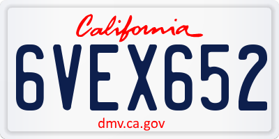 CA license plate 6VEX652