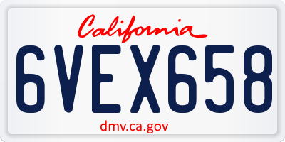 CA license plate 6VEX658