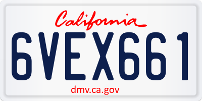 CA license plate 6VEX661