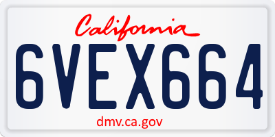 CA license plate 6VEX664