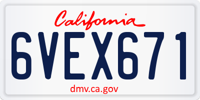 CA license plate 6VEX671