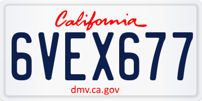 CA license plate 6VEX677
