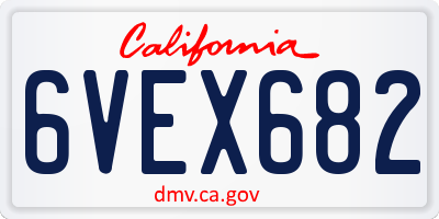 CA license plate 6VEX682