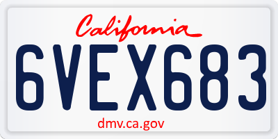 CA license plate 6VEX683