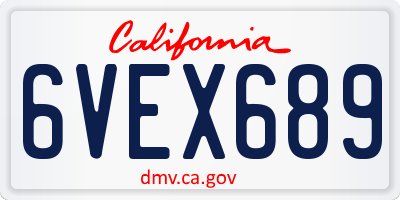 CA license plate 6VEX689