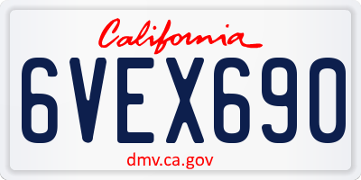 CA license plate 6VEX690