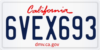 CA license plate 6VEX693