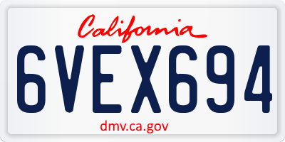 CA license plate 6VEX694